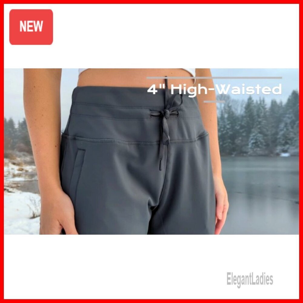 Fleece Lined Joggers High Waisted Water Resistant Thermal Winter Sweatpants - Picture 7 of 7